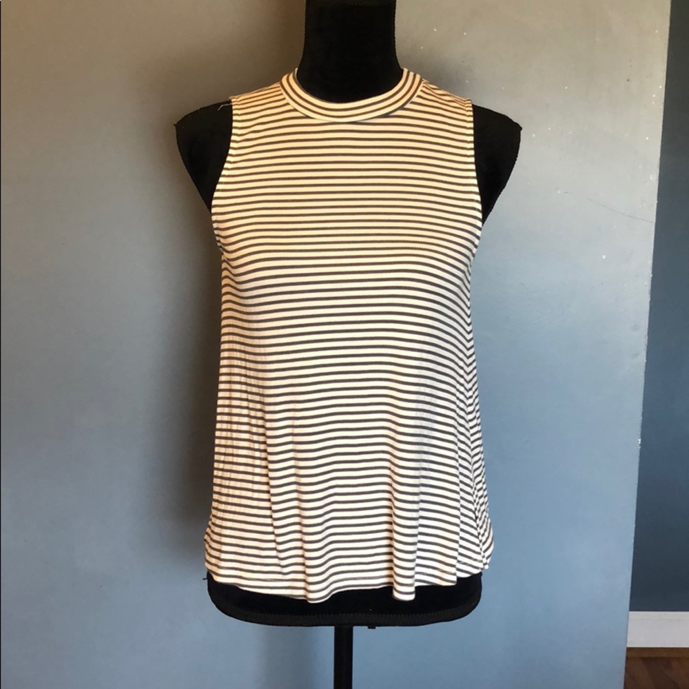 Gray and White Striped Top